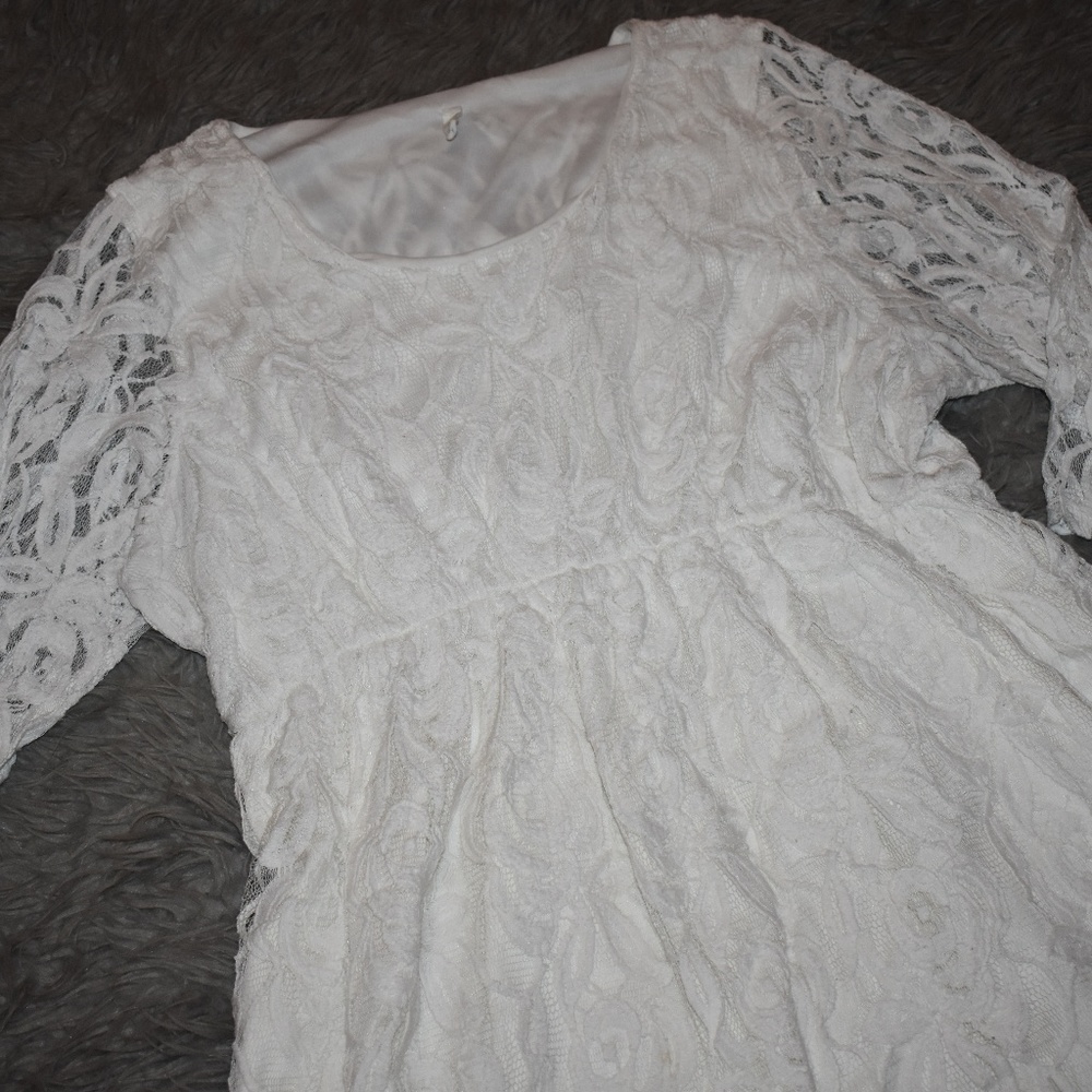 Plus Size Maternity ~ White Lace Dress Top